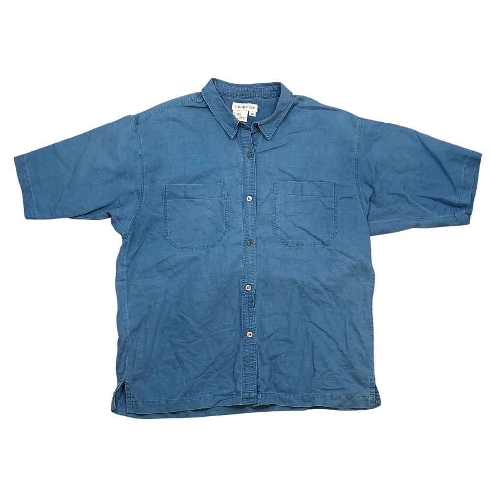 Vintage Calvin Klein Sport button up Raime cotton Blend top Medium Blue shirt